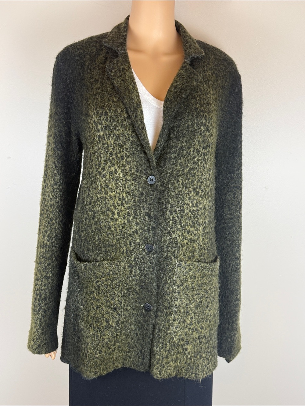 Avant Toi Fuzzy Animal Print Cardigan Blazer